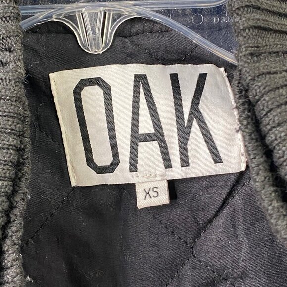 Oak NYC Double Front Varsity Jacket Womens XS Blue Wool Leather Sleeves Boxy - Picture 2 of 9